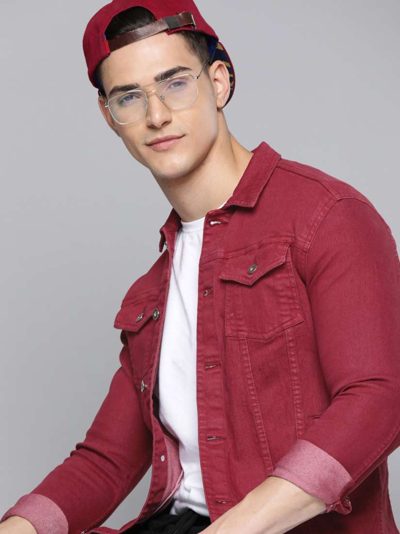 Buy Kook N Keech Men Maroon Pure Cotton Denim Jacket Jackets for Men 14513490 Myntra