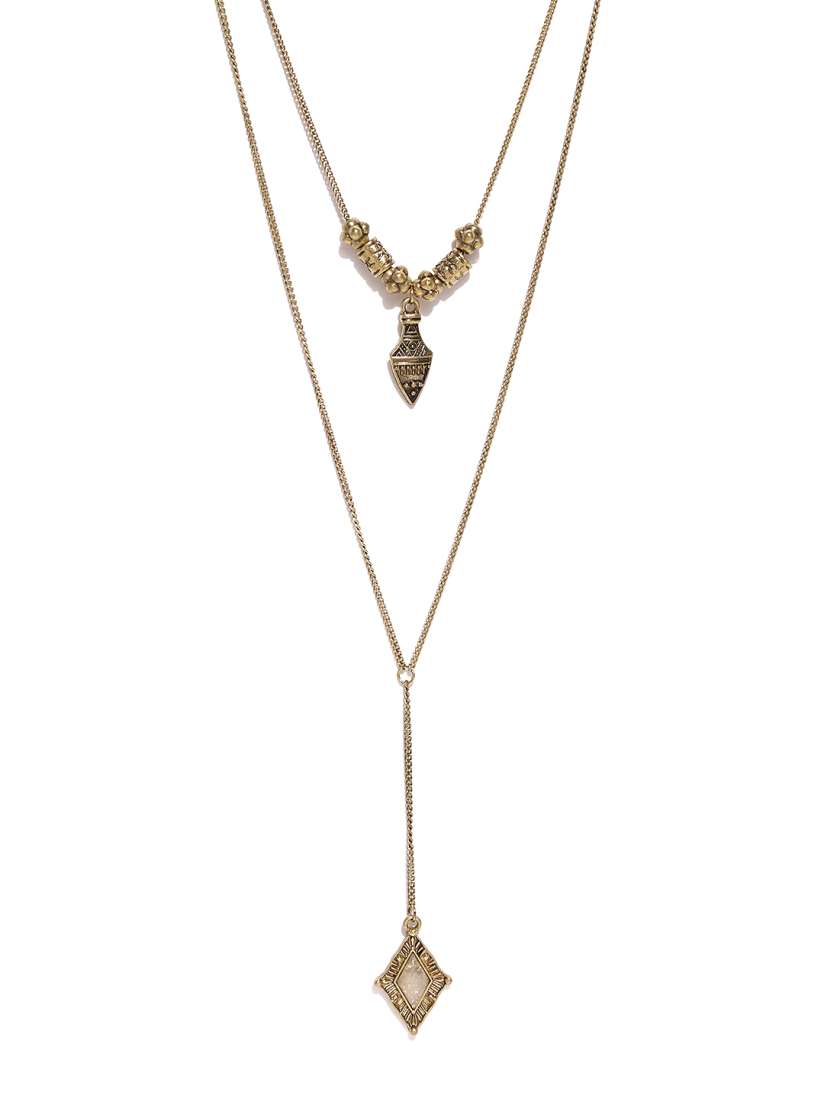 Buy FOREVER 21 Set of 2 Antique Gold Toned Necklaces Necklace and Chains for Women 1451524 Myntra