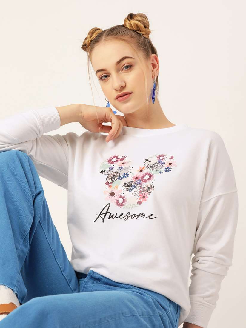 Buy Kook N Keech Disney Women White Typography Printed Sweatshirt Sweatshirts for Women 14515824 Myntra