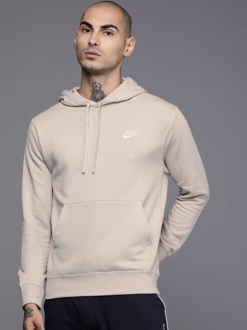 Buy Nike Men Beige CLUB Hooded Sweatshirt Sweatshirts for Men 14518864 Myntra