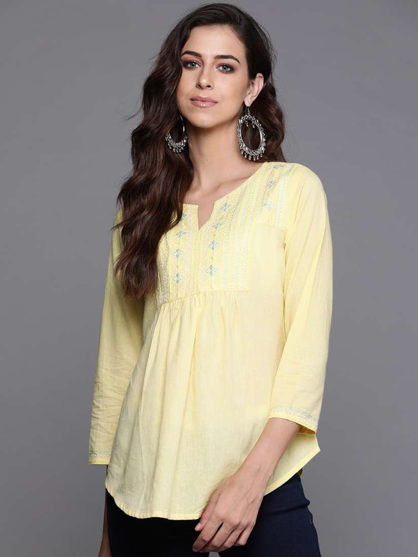 Myntra yellow top sales