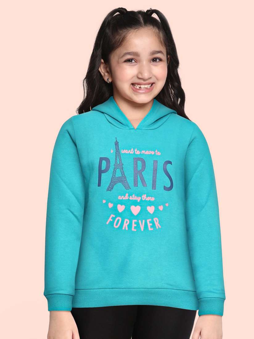 Buy Gini and Jony Girls Turquoise Blue Printed Hooded Sweatshirt Sweatshirts for Girls 14529368 Myntra
