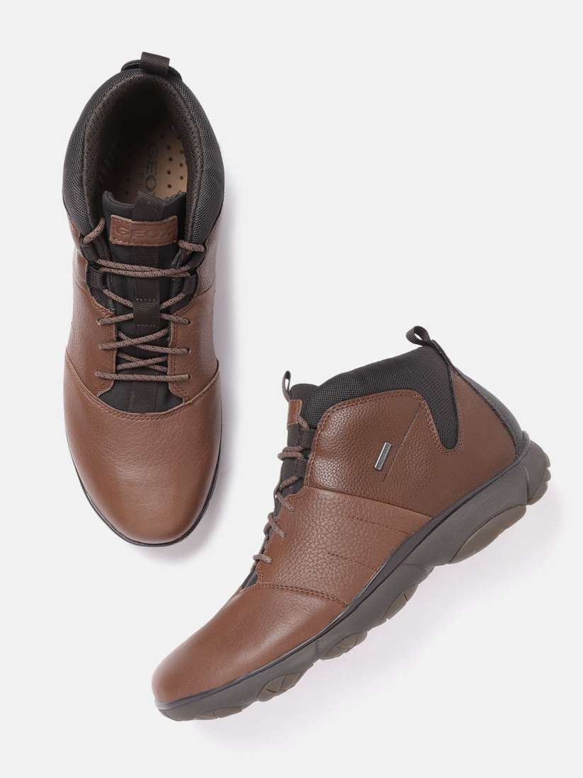 Geox brown leather shoes clearance