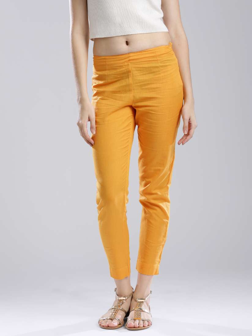 Orange cropped trousers store