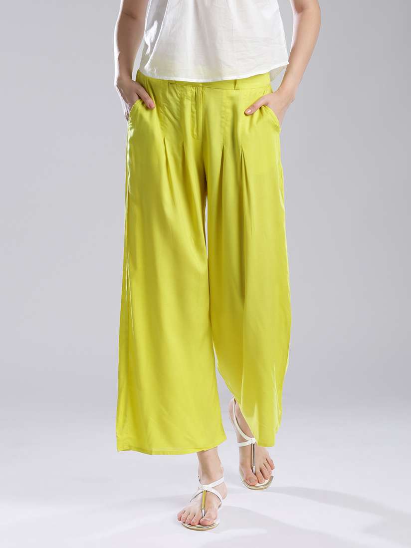 Buy W Women Lime Green Palazzo Trousers Palazzos for Women 1453961 Myntra
