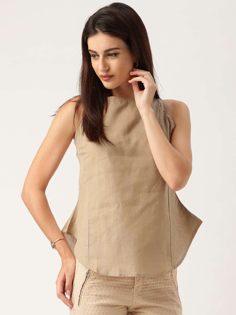 Buy IndusDiva Mumbai Khadi Beige Short Kurti Kurtis for Women 1454355 Myntra