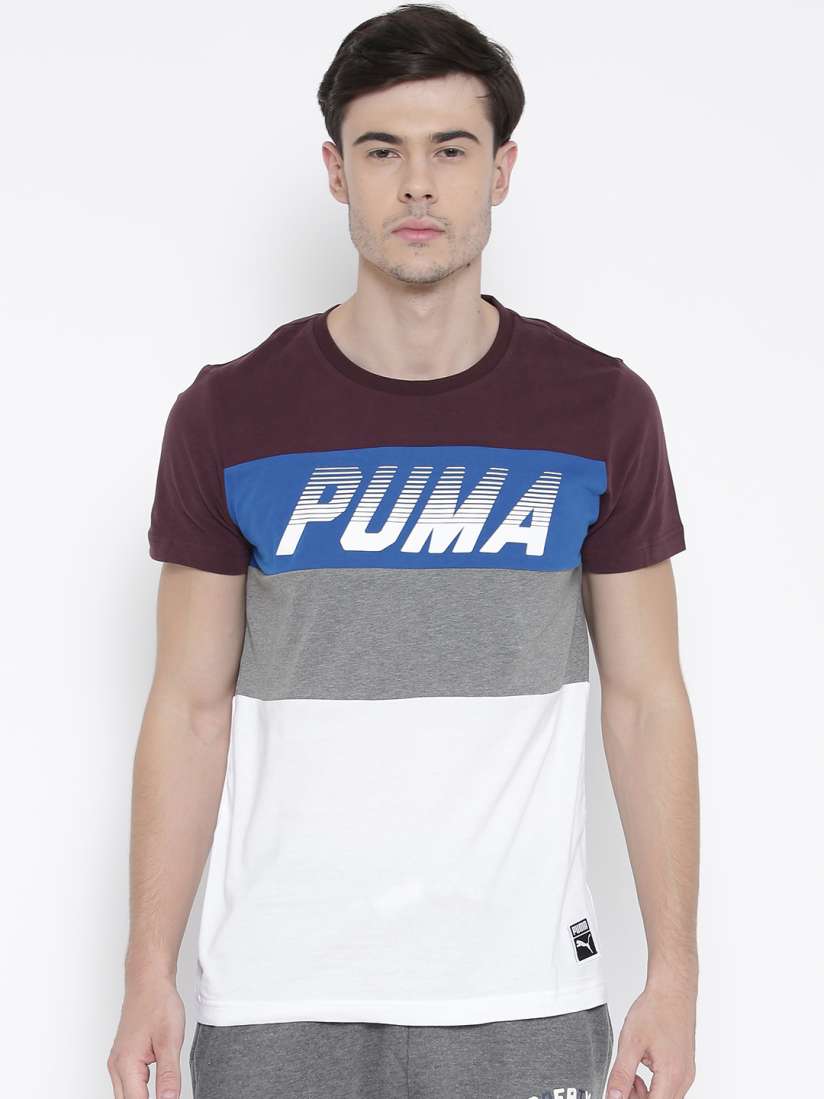 Burgundy puma t shirt discount