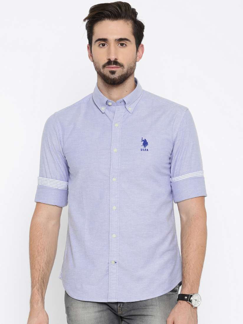 Buy U.S. Polo Assn. Men Blue Tailored Fit Solid Casual Shirt Shirts for Men 1455620 Myntra