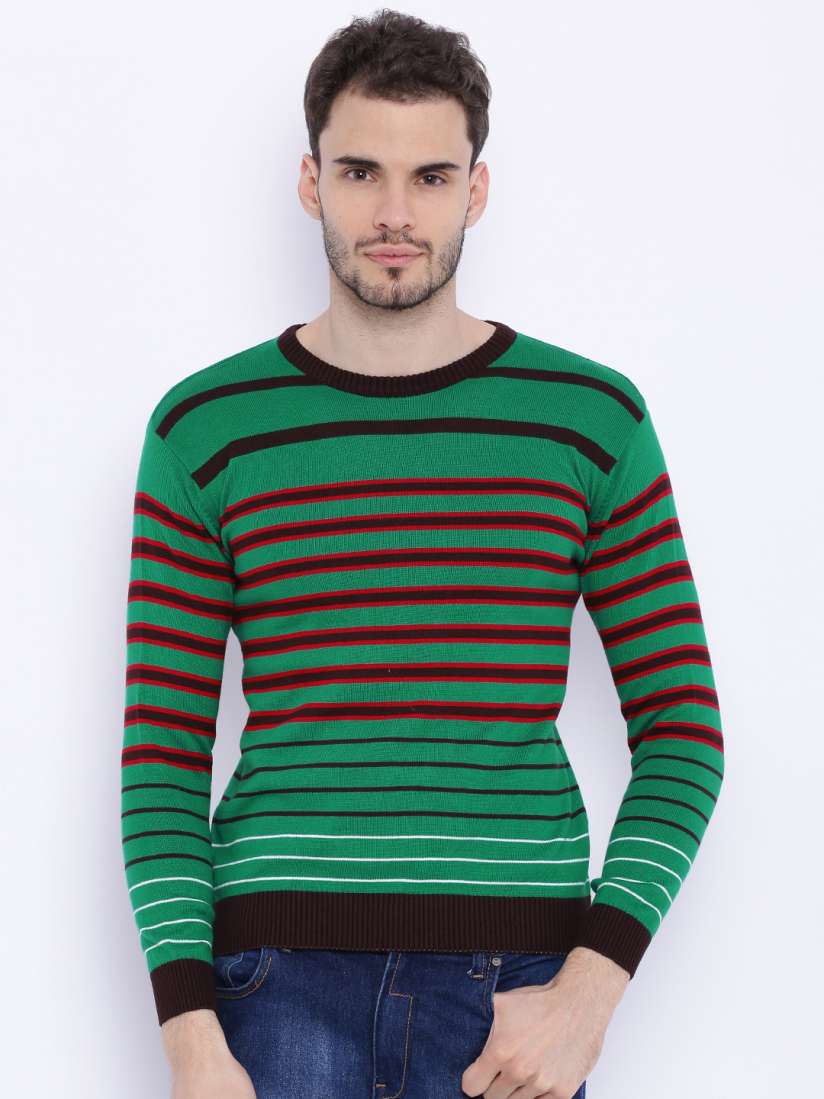 Buy FIFTY TWO Men Green Striped Sweater Sweaters for Men 1456889 Myntra
