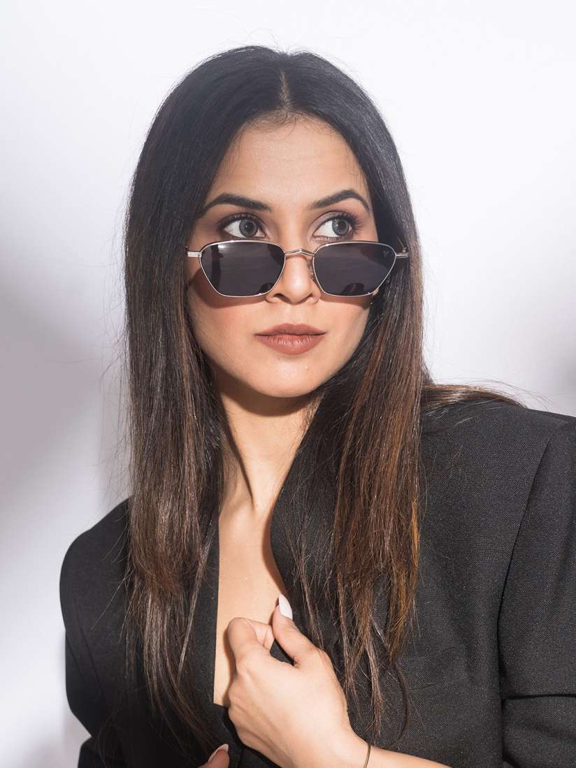 Buy Voyage Women Black Lens Rectangle Sunglasses with UV Protected Lens B80389MG3456C Sunglasses for Women 14582858 Myntra