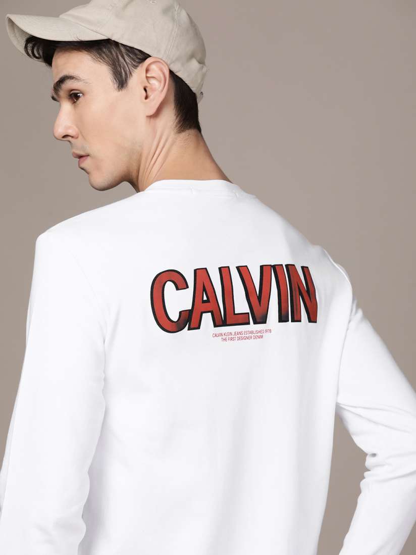 Calvin klein white and red t shirt best sale