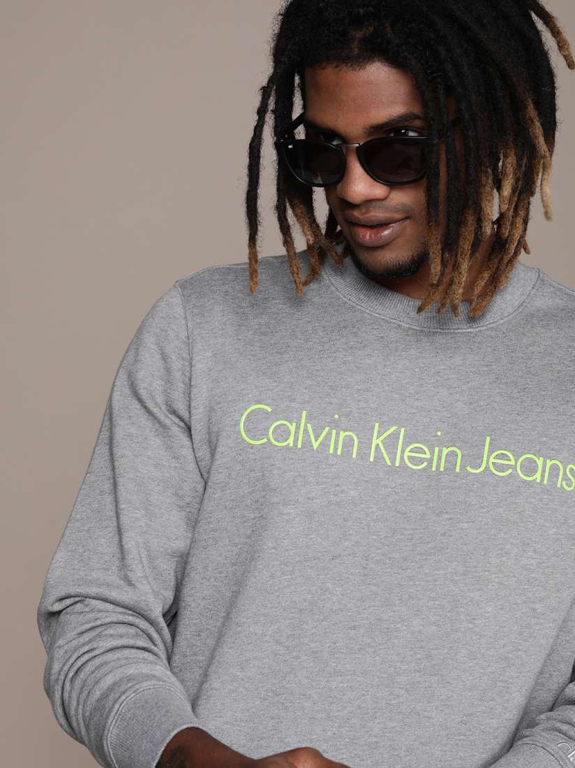 Buy Calvin Klein Jeans Men Grey Logo Printed Sweatshirt Sweatshirts for Men 14591474 Myntra