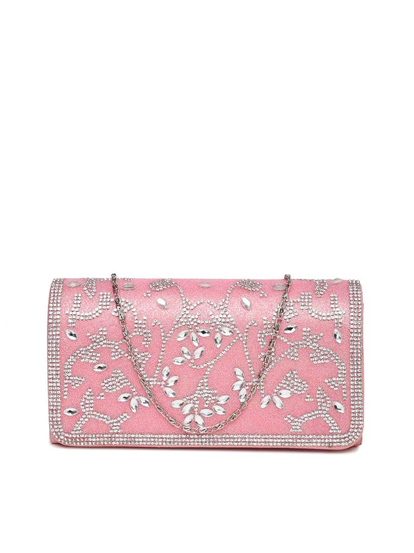 Buy DressBerry Pink Embellished Clutch Clutches for Women 1459517 Myntra