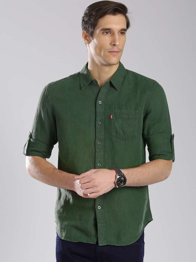 Levi's olive green shirt store