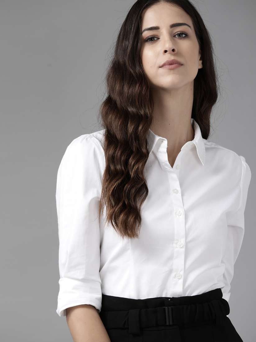 Buy Roadster Women White Pure Cotton Solid Casual Shirt Shirts for Women 14615110 Myntra