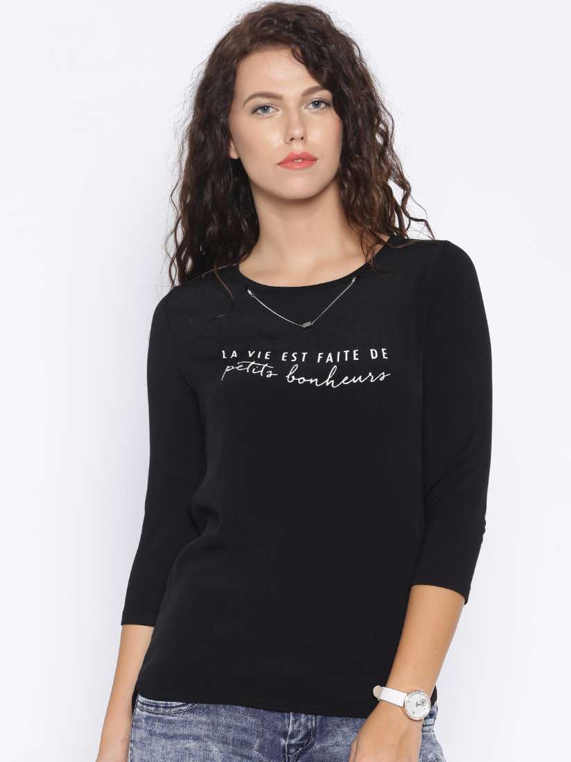 Buy Deal Jeans Women Black Printed Top Tops for Women 1462235 Myntra