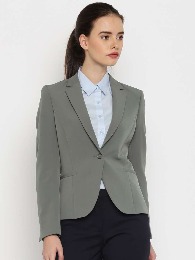 Buy Allen Solly Woman Grey Single Breasted Formal Blazer Blazers for Women 1462589 Myntra