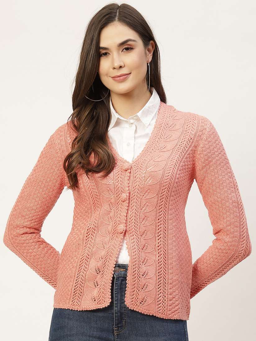 Ladies peach cardigan top