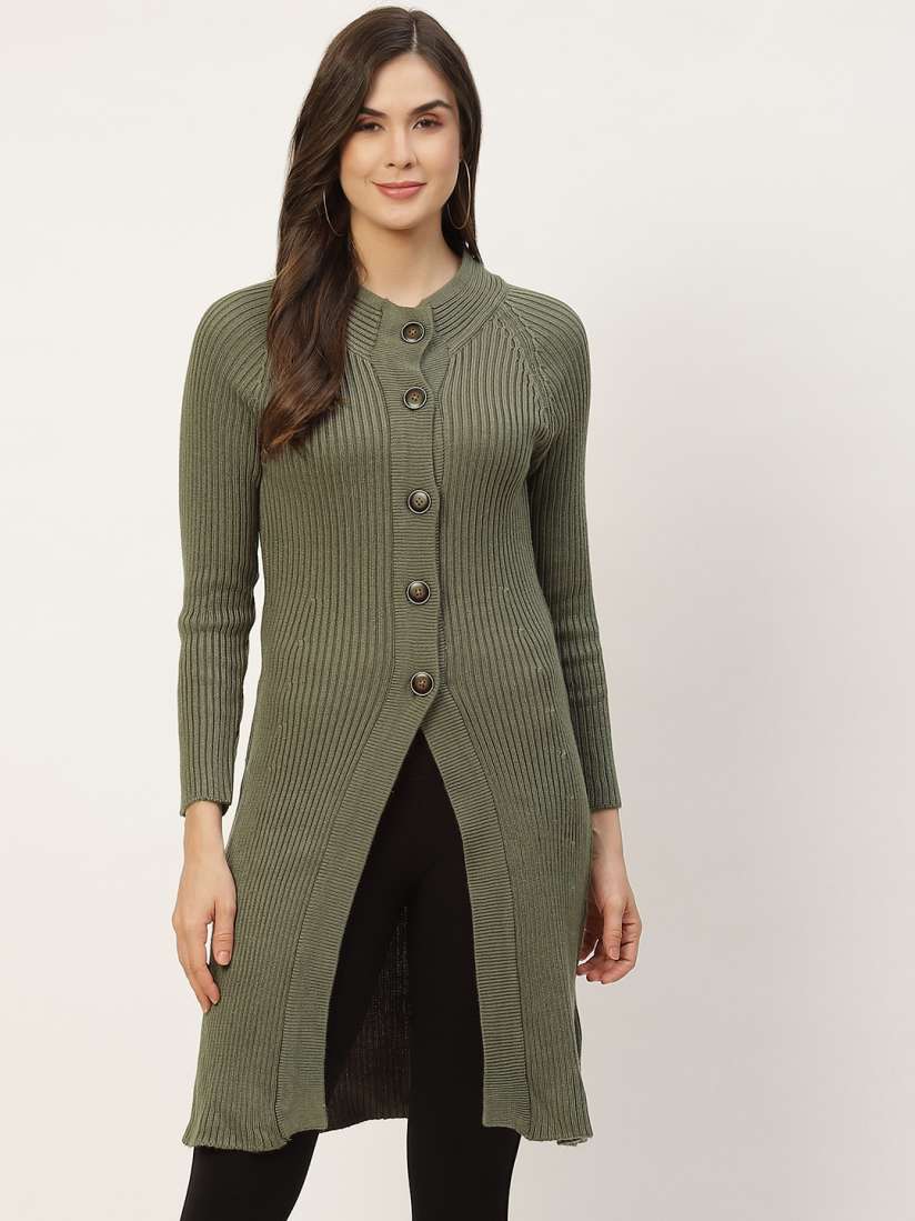 Olive green longline cardigan store