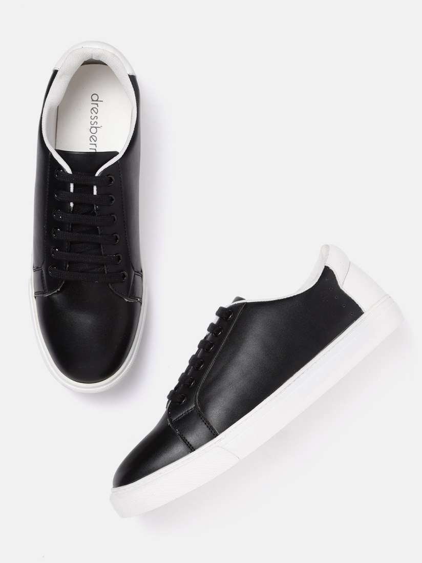 Buy DressBerry Women Black Solid Leather Sneakers Casual Shoes for Women 14642044 Myntra