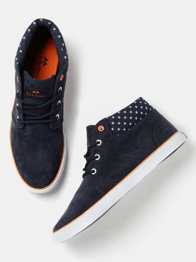 Buy Mast Harbour Men Navy Blue Mid Top Sneakers Casual Shoes for Men 1464804 Myntra