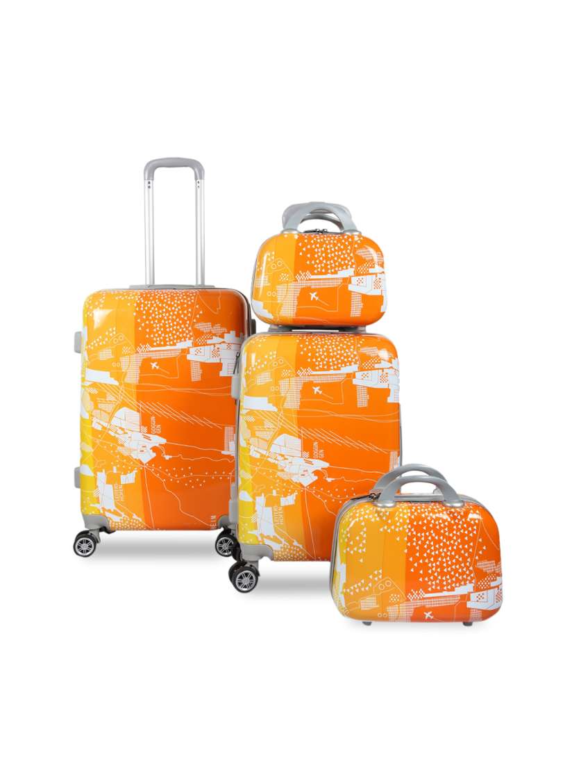 Buy Polo Class Unisex Set of 4 Orange White Printed Travel Bags Trolley Bag for Unisex 14680372 Myntra