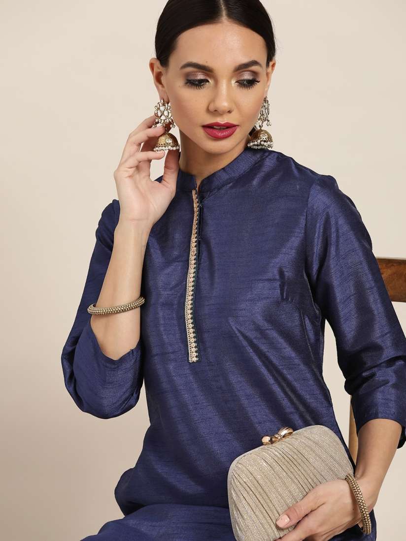 Myntra navy blue kurta online
