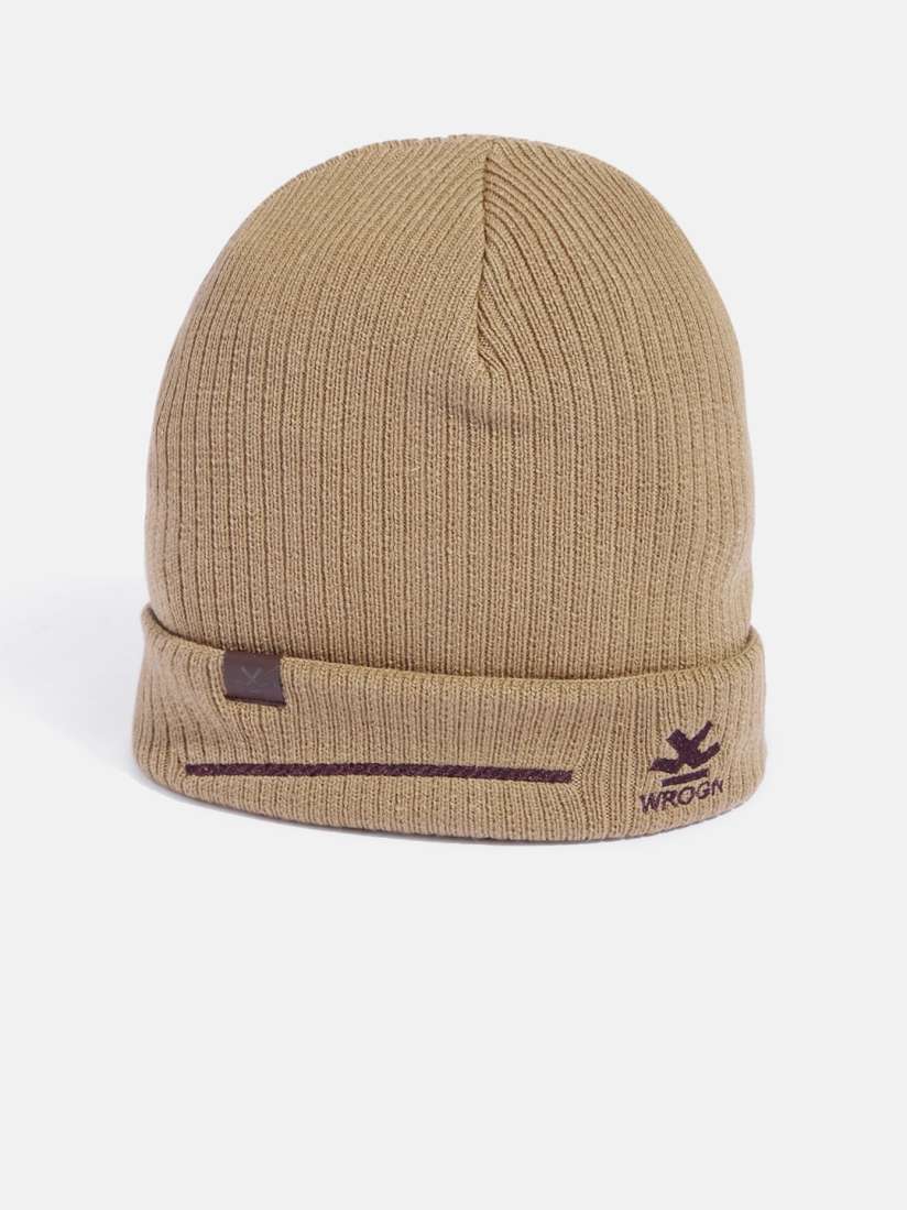 Buy WROGN Unisex Beige Solid Beanie Caps for Unisex 14685804 Myntra