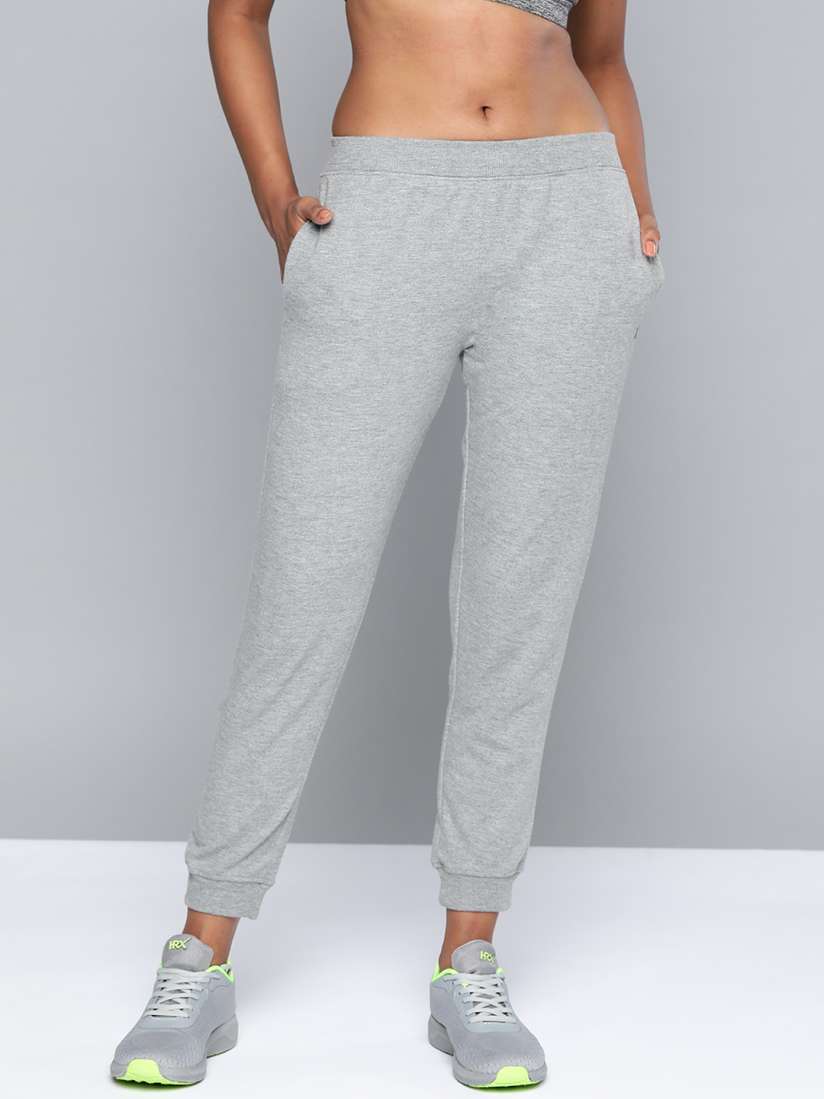 Buy HRX By Hrithik Roshan Lifestyle Women Grey Melange Solid Lifestyle Joggers Track Pants for Women 14704036 Myntra