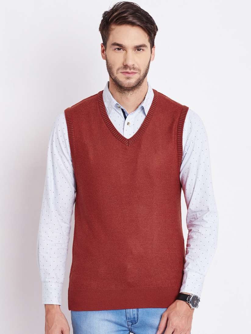 Red sleeveless sweater hotsell