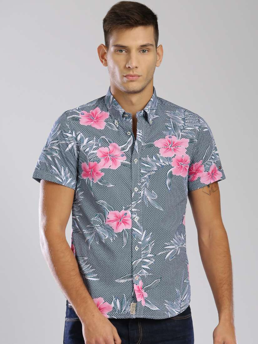 Buy Tommy Hilfiger Men Navy Slim Fit Floral Print Casual Shirt Shirts for Men 1473536 Myntra