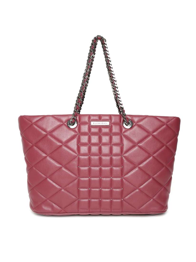 Buy Silvian Heach Burgundy Studded Quilted Shoulder Bag Handbags for Women 1477717 Myntra