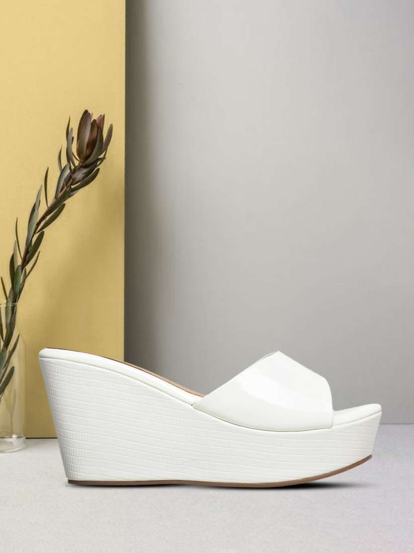 Buy Flat n Heels Women White Solid Wedge Mules Heels for Women 14777286 Myntra