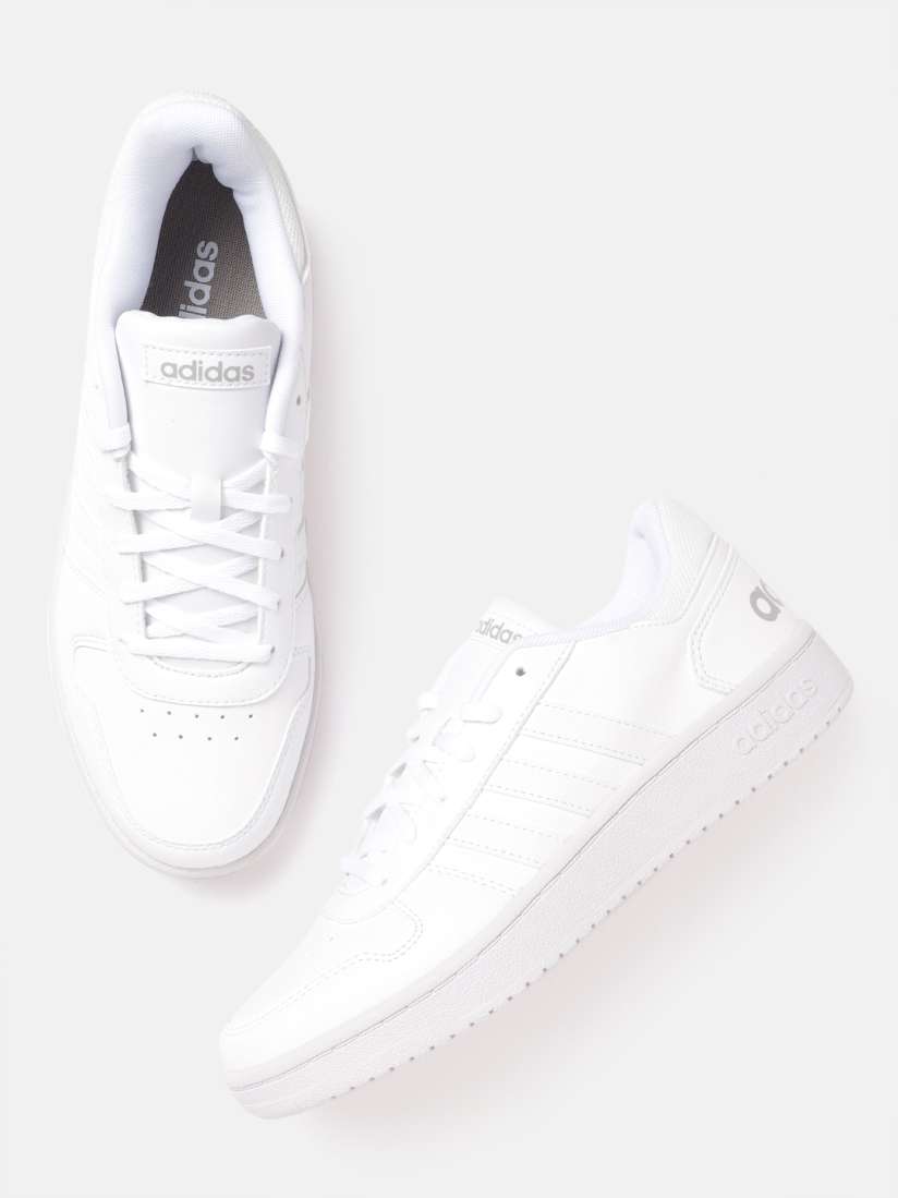 Buy ADIDAS Women White Solid Hoops 2.0 Basketball Inspired Sneakers with Perforation Detail Casual Shoes for Women 14783124 Myntra