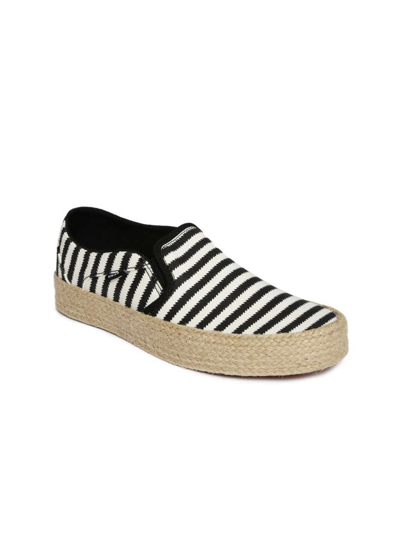 Buy Vans Women Black Off White Striped Asher Espadrilles Casual Shoes for Women 1478373 Myntra