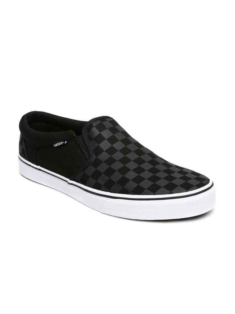 Buy Vans Men Black Grey Checked Asher Slip On Sneakers Casual Shoes for Men 1478388 Myntra