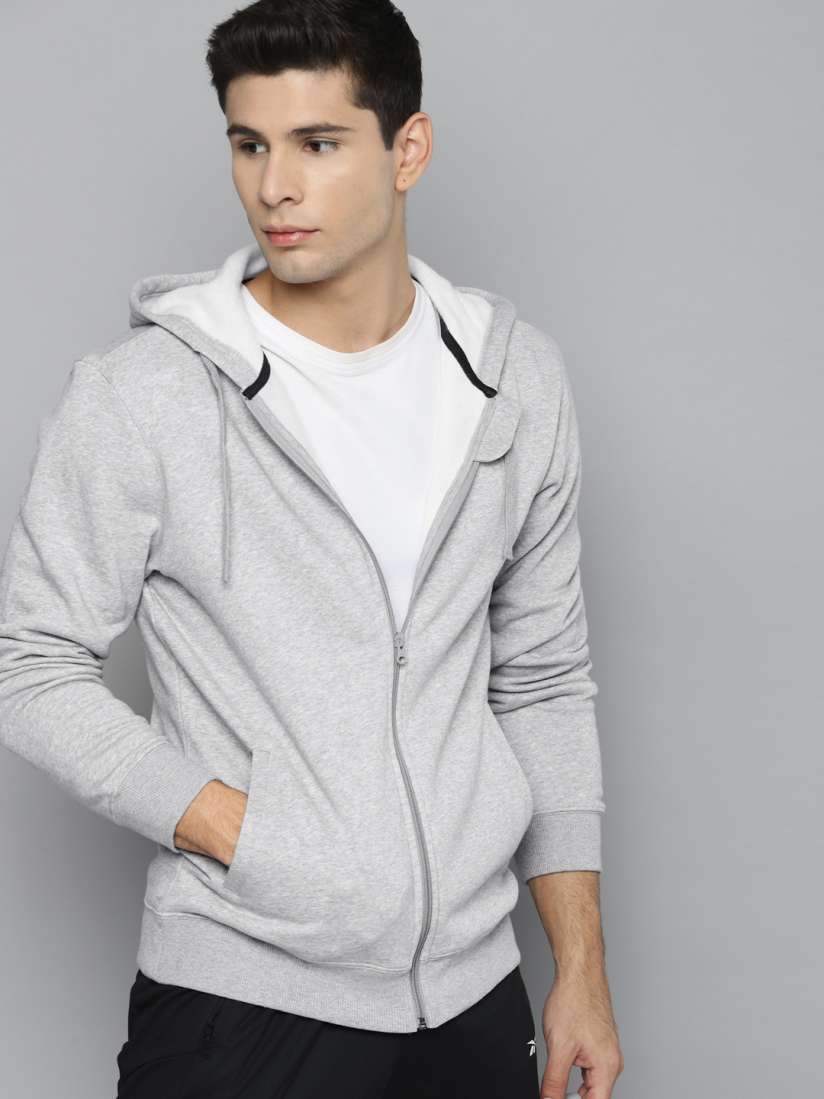 Buy Reebok Men Grey Melange Hooded Training Sweatshirt Sweatshirts for Men 14792194 Myntra