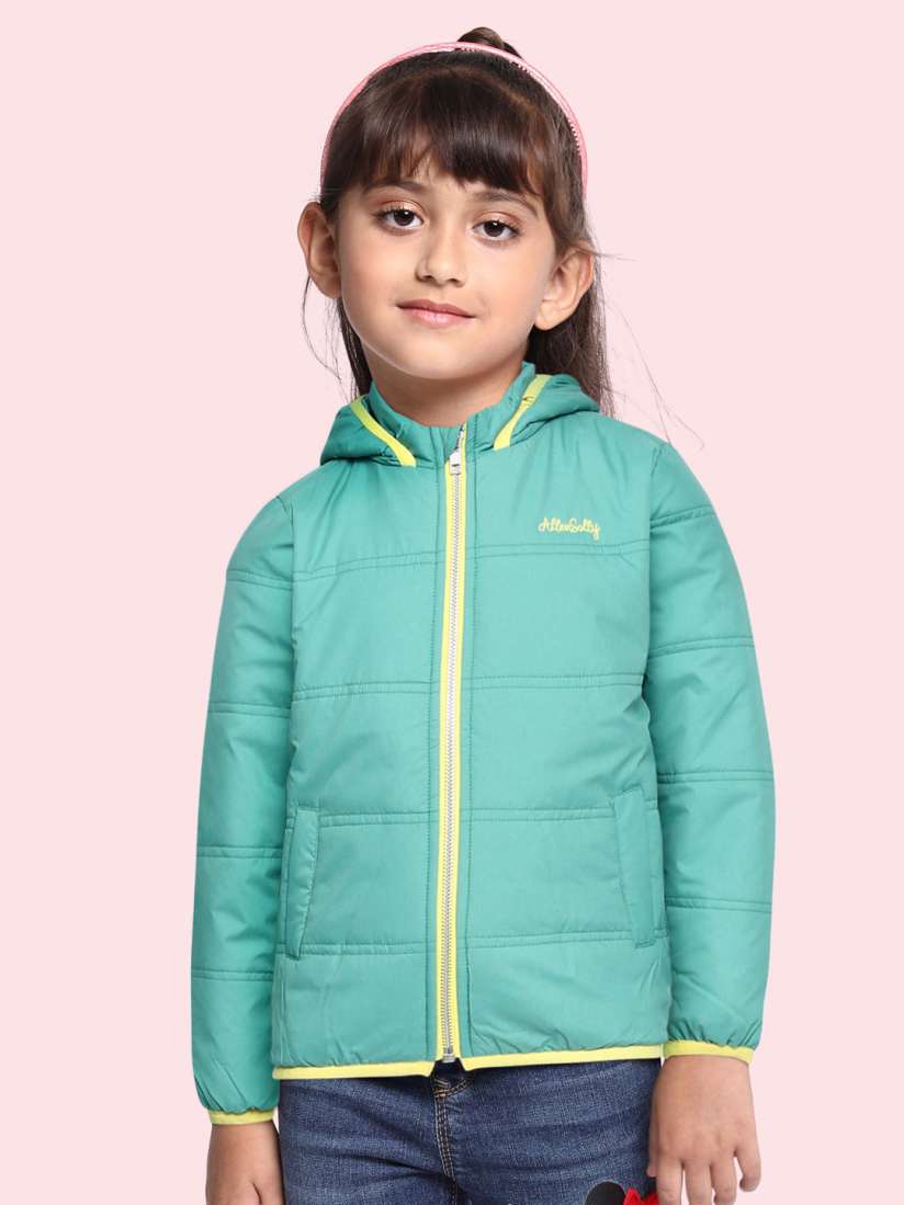 Buy Allen Solly Junior Girls Sea Green Solid Hooded Padded Jacket Jackets for Girls 14792988 Myntra