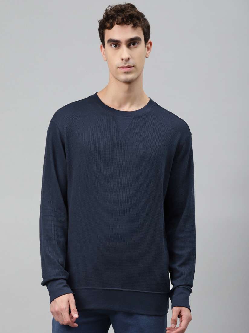 Buy Marks Spencer Men Navy Blue Solid Sweatshirt Sweatshirts for Men 14793550 Myntra