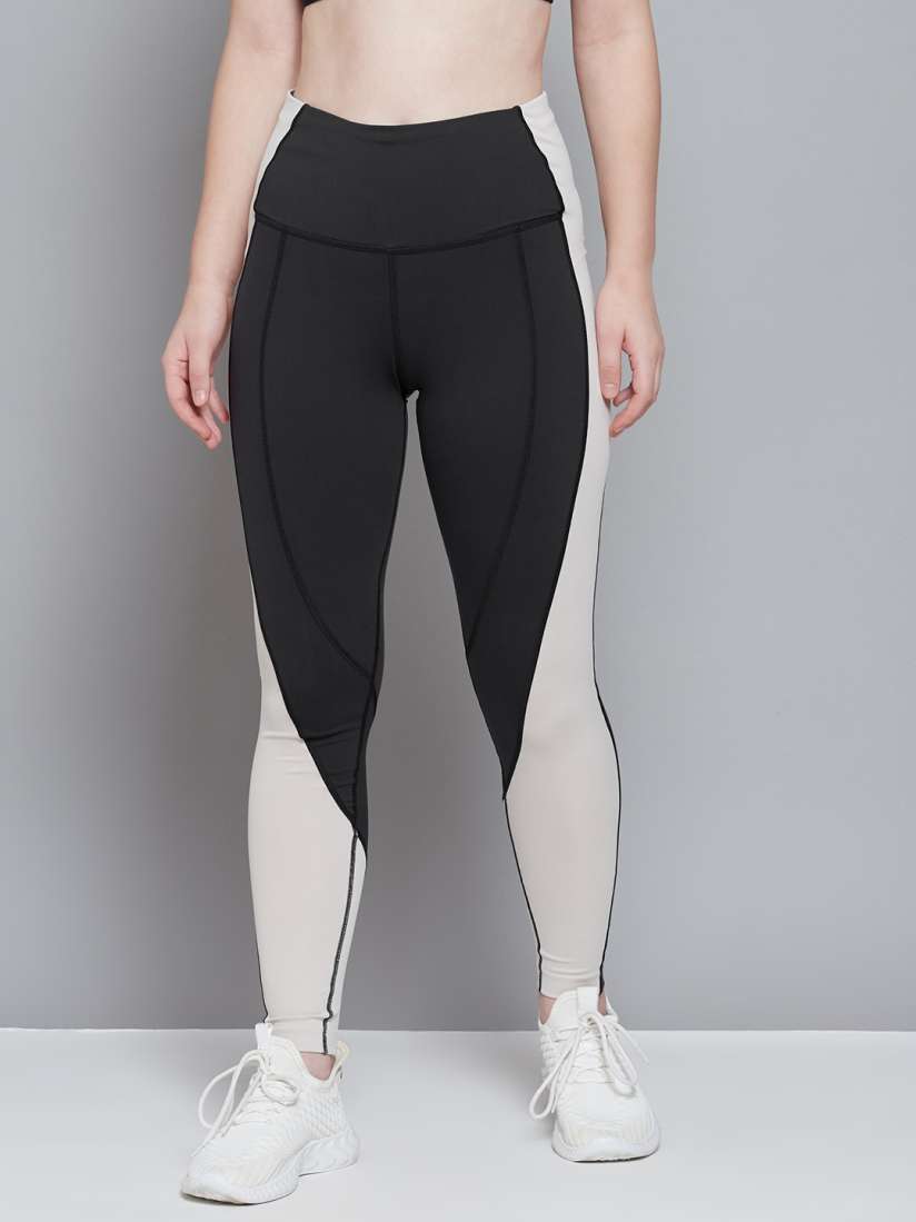 Reebok training logo leggings in black and white best sale