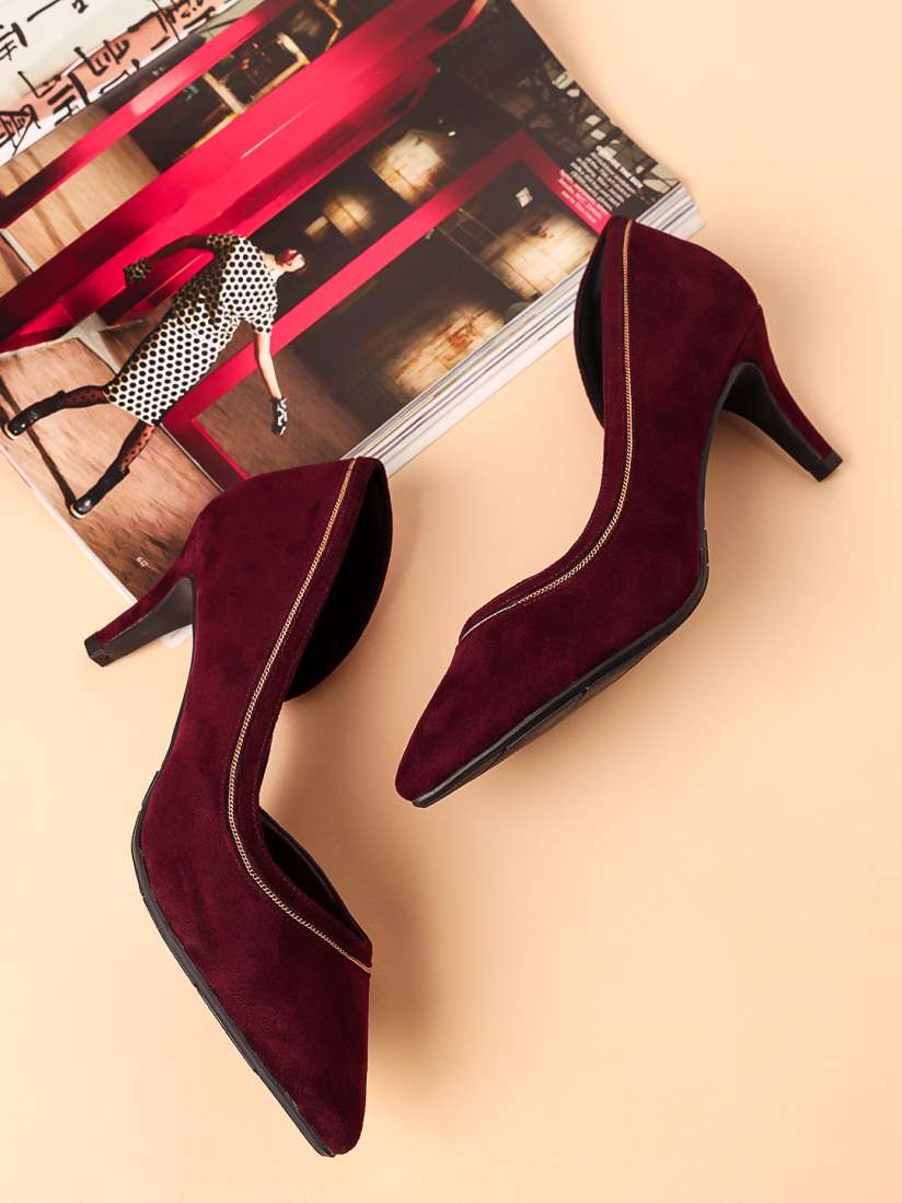 Buy Mode by Red Tape Burgundy Suede Stiletto Pumps Heels for Women 14797470 Myntra