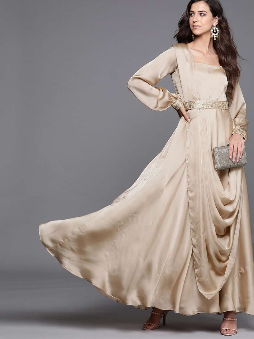 Evening gown with dupatta attached outlet