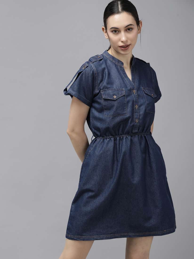 Denim dress myntra top