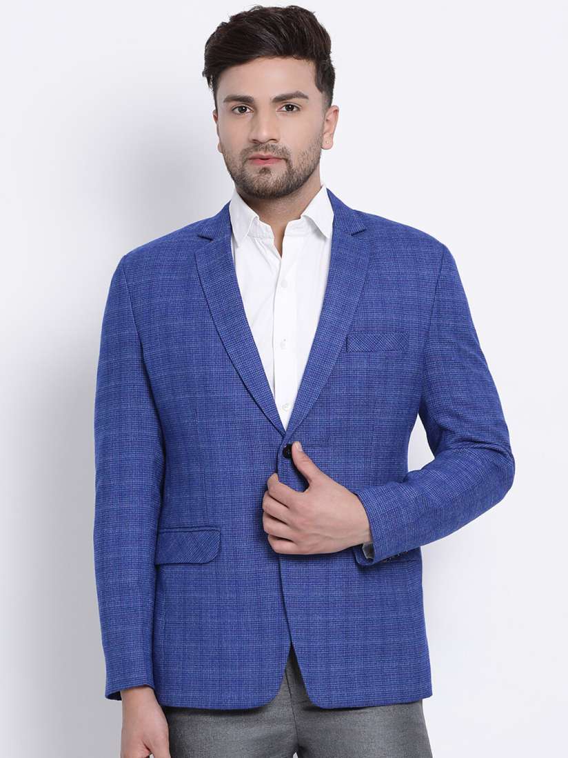 Buy PLATINUM Studio Men Blue Checked Slim Fit Single Breasted Casual Blazer Blazers for Men 14809294 Myntra