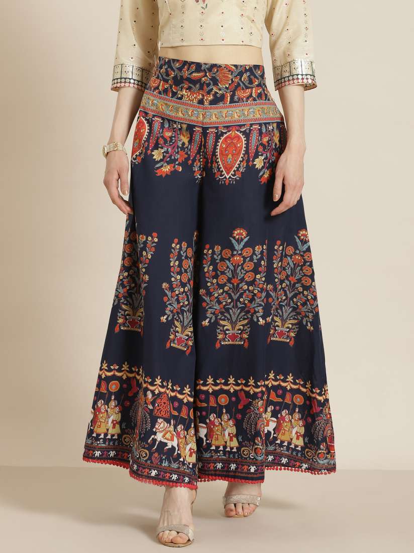 Printed palazzo pants myntra clearance