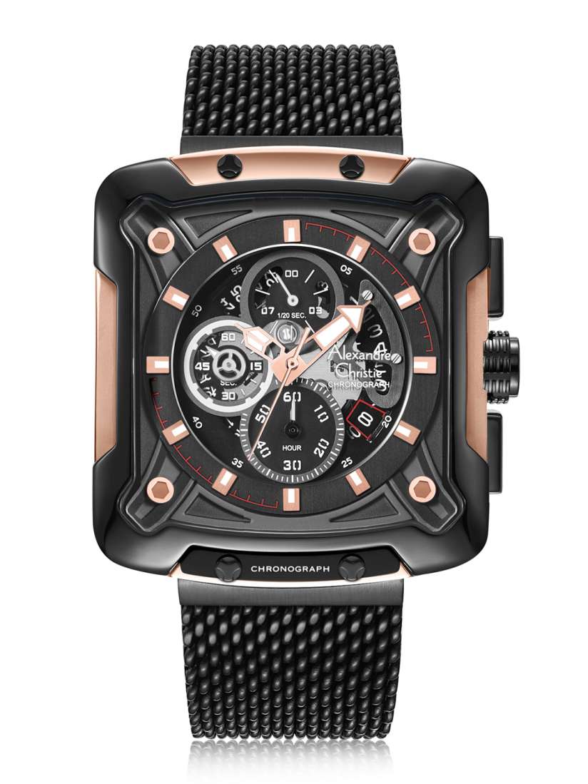 Buy Alexandre Christie Men Black Dial Black Stainless Steel Bracelet Style Straps Analogue Watch Watches for Men 14813350 Myntra