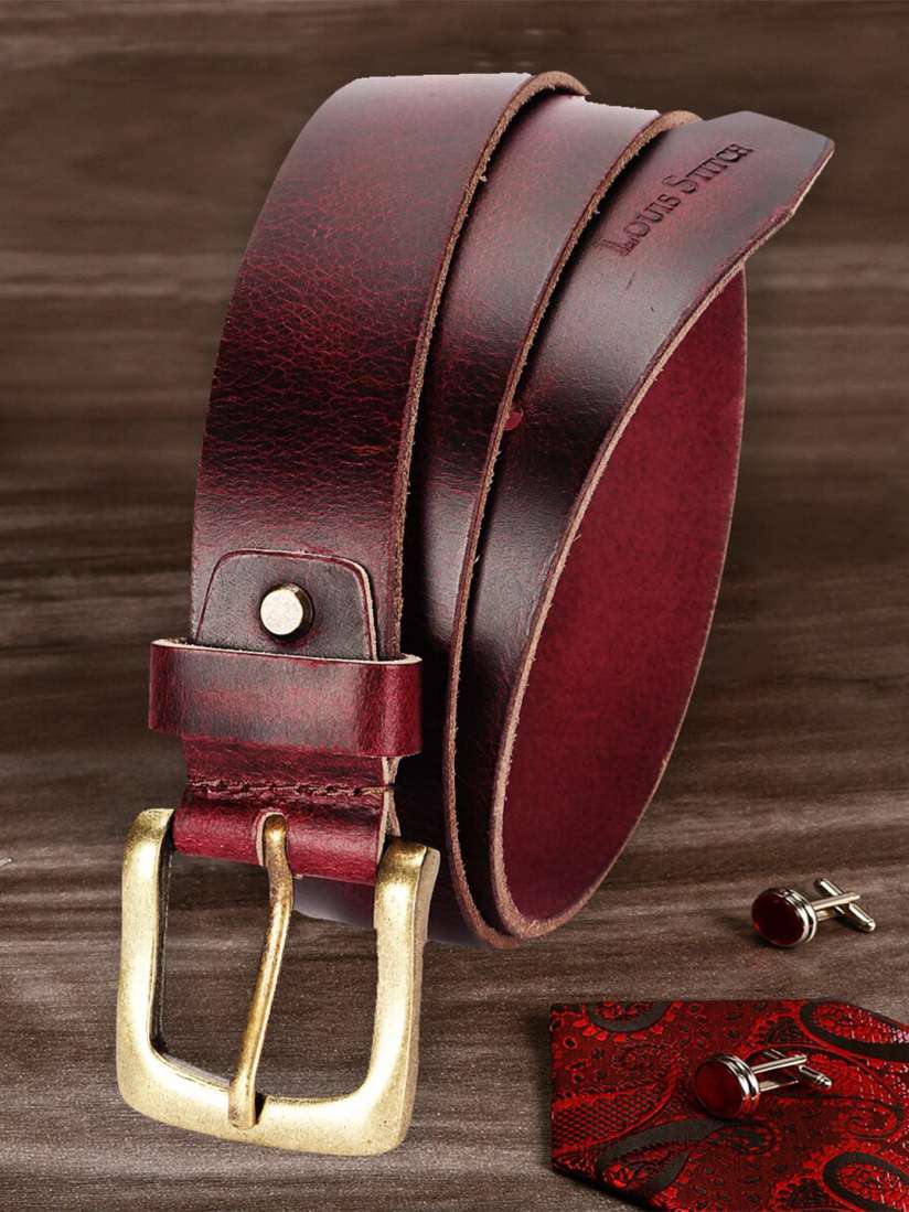 Mens red leather belt cheap