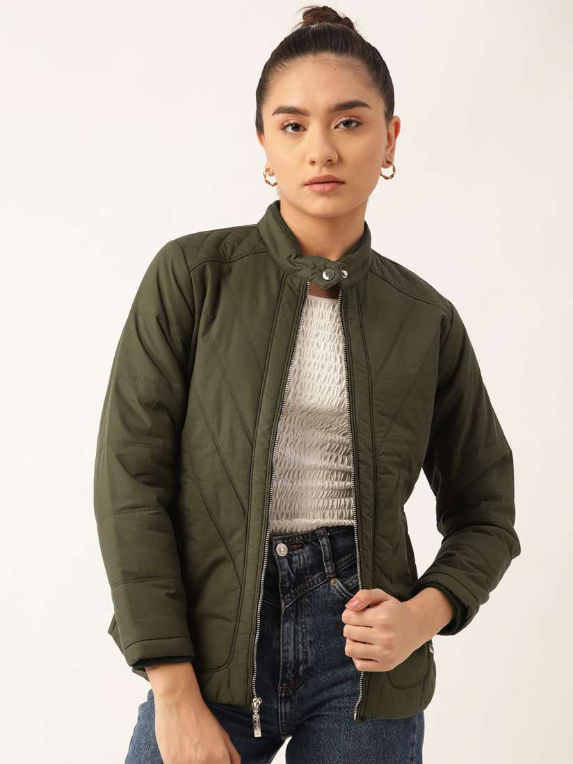 Buy Monte Carlo Women Olive Green Cotton Padded Jacket Jackets for Women 14815668 Myntra