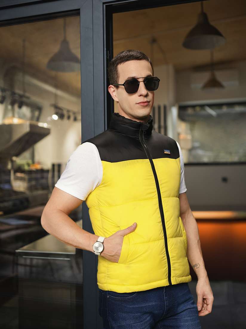 Mens yellow padded jacket shop