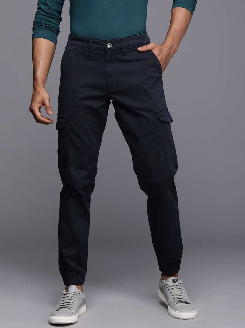 Buy WROGN Men Navy Blue Slim Fit Joggers Trousers Trousers for Men 14820750 Myntra